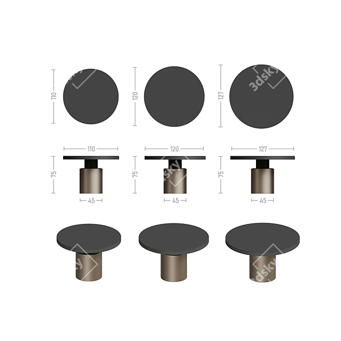 Flakon Metalic Dining Table 3D model image 4