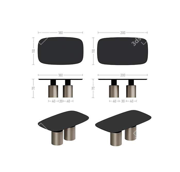 Flacon2 Table: Dynamic Design, Customizable 3D model image 2