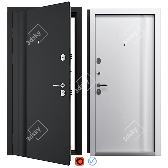 Modern Status Metal Front Door 3D model image 1