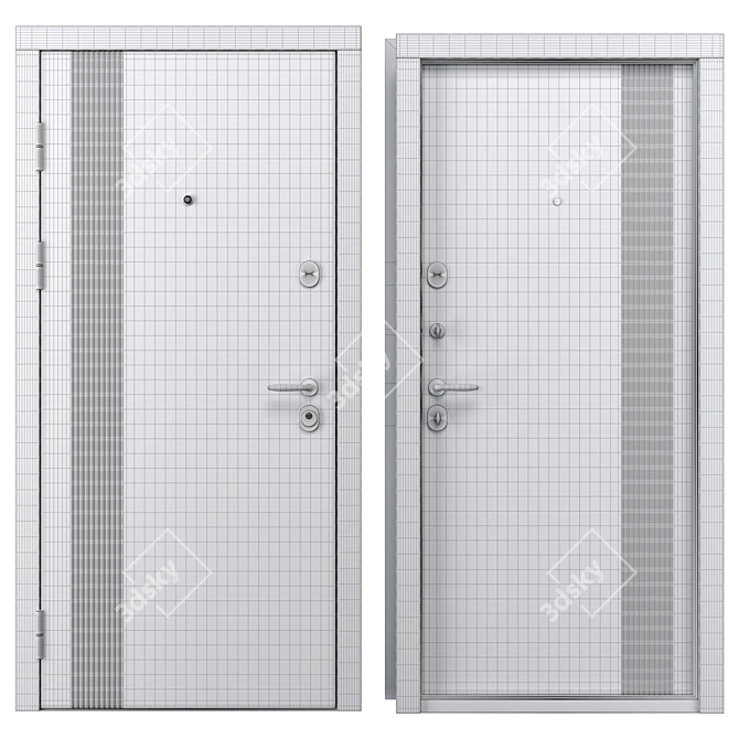Modern Status Metal Front Door 3D model image 4