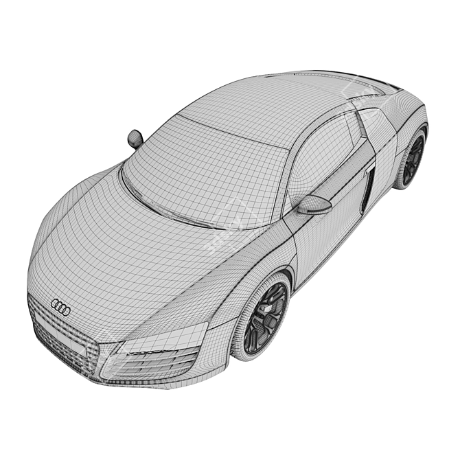 Orange Audi R8 Sports Car 3D model image 2