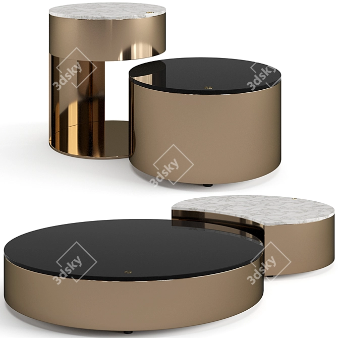 Moon Coffee Tables Set Luxence 3D model image 1