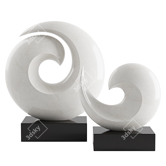 Oceanic Waves Abstract Sculpture 3D model image 6