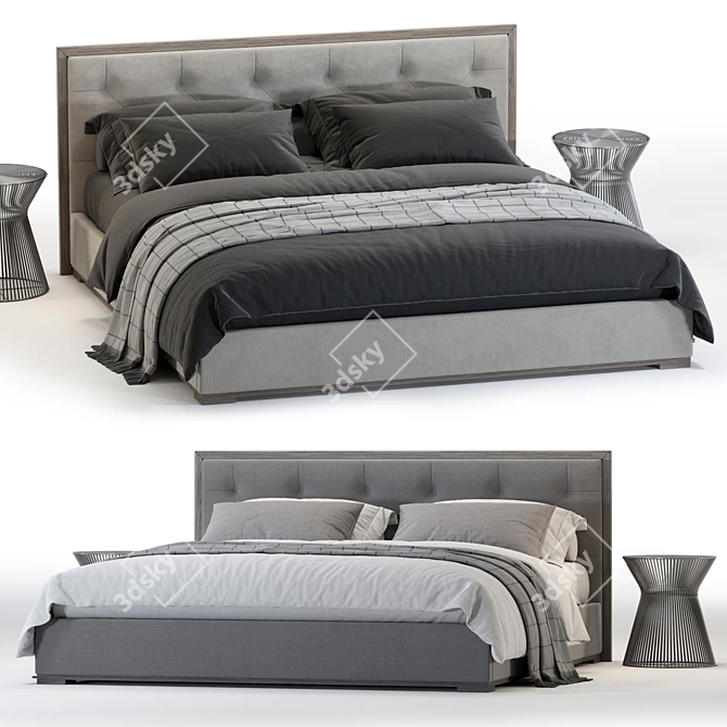 RH Fabric Framed Panel Bed 3D model image 2