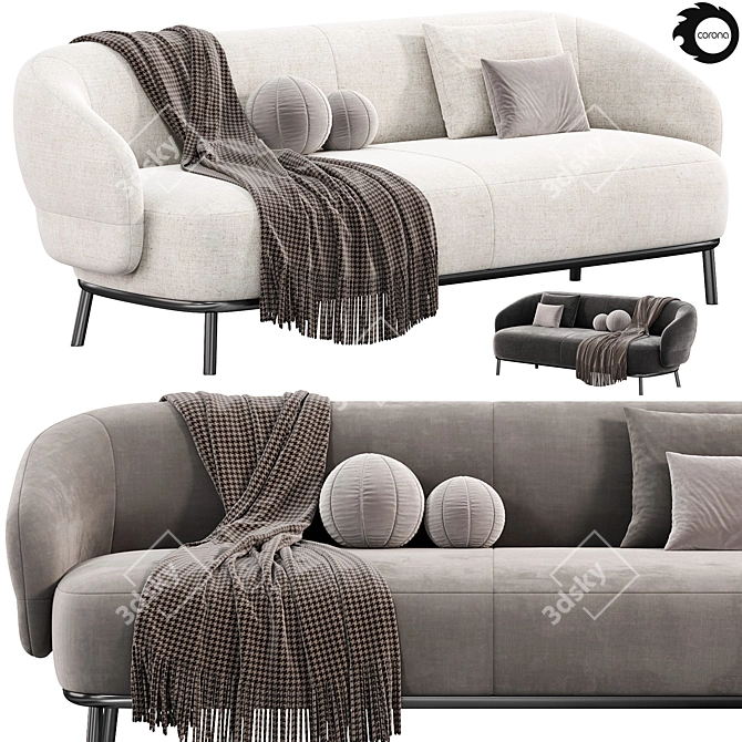 Elegance in Juliet Fabric Sofa 3D model image 1