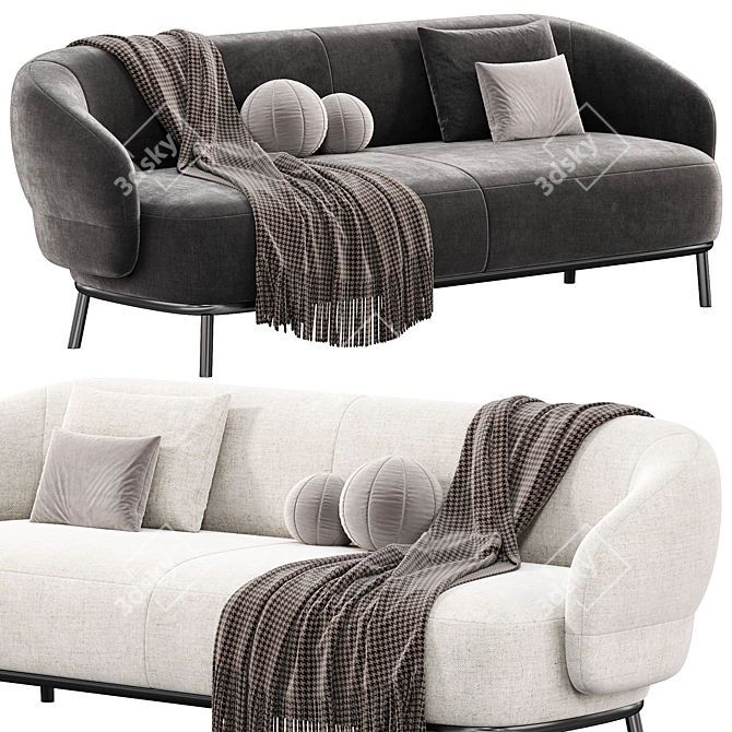 Elegance in Juliet Fabric Sofa 3D model image 2