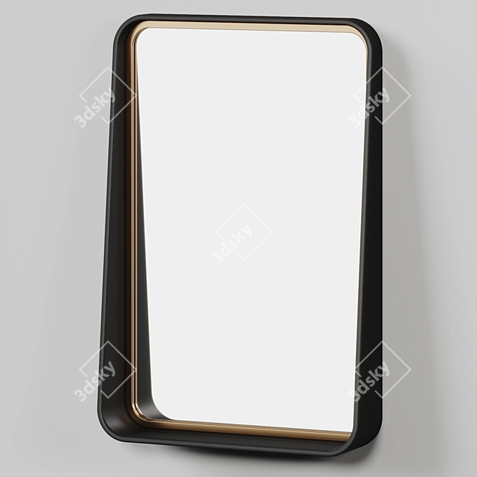 Industrial Chic Rectangular Metal Mirror 3D model image 2