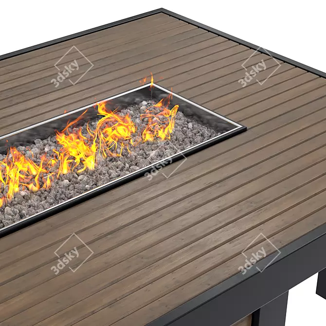 Outdoor Gas Fire Table with Benches 3D model image 2