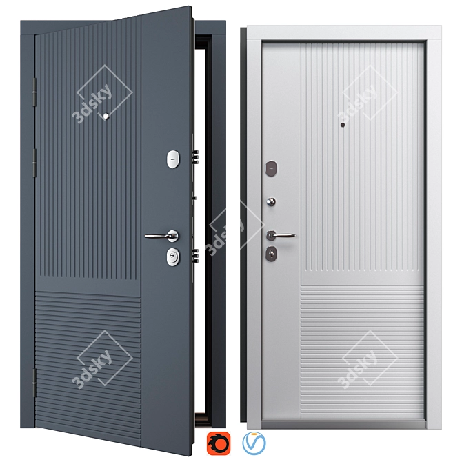 Premium Metal Entry Door 231 3D model image 1