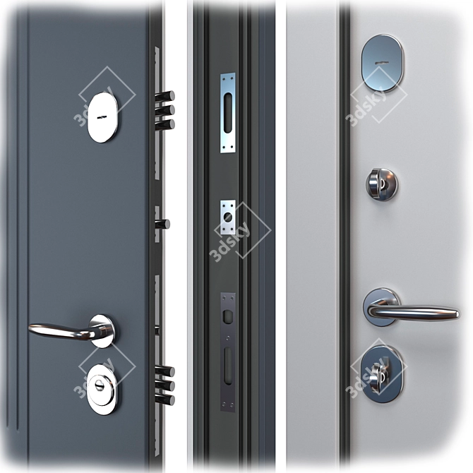 Premium Metal Entry Door 231 3D model image 2