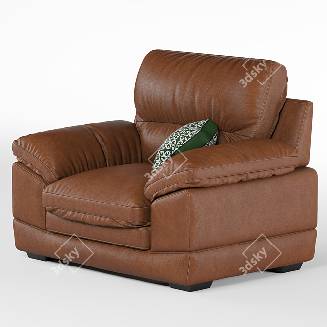 Golden Brown Leather Armchair 2020 3D model image 3