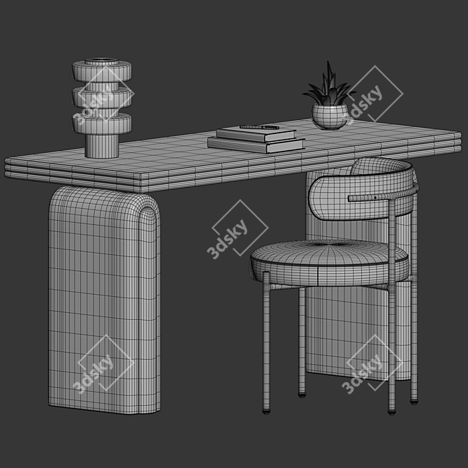 Modern Office Furniture Set with Accessories 3D model image 2