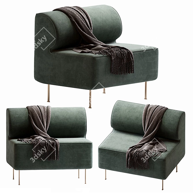 Contemporary Eave Dining Armchair 3D model image 2
