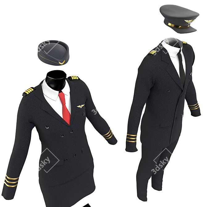 Retro Pilot Suit 3D Model 3D model image 2