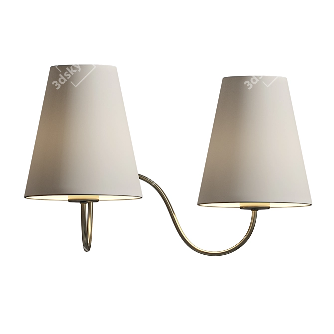 Raw Brass 2-Arm Wall Light 3D model image 3