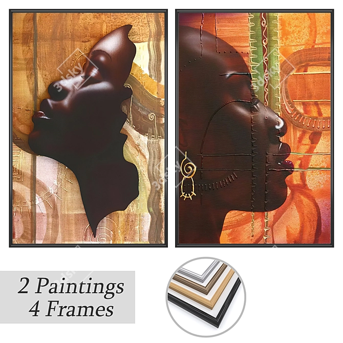 Artwork Set with Multiple Frames 3D model image 1