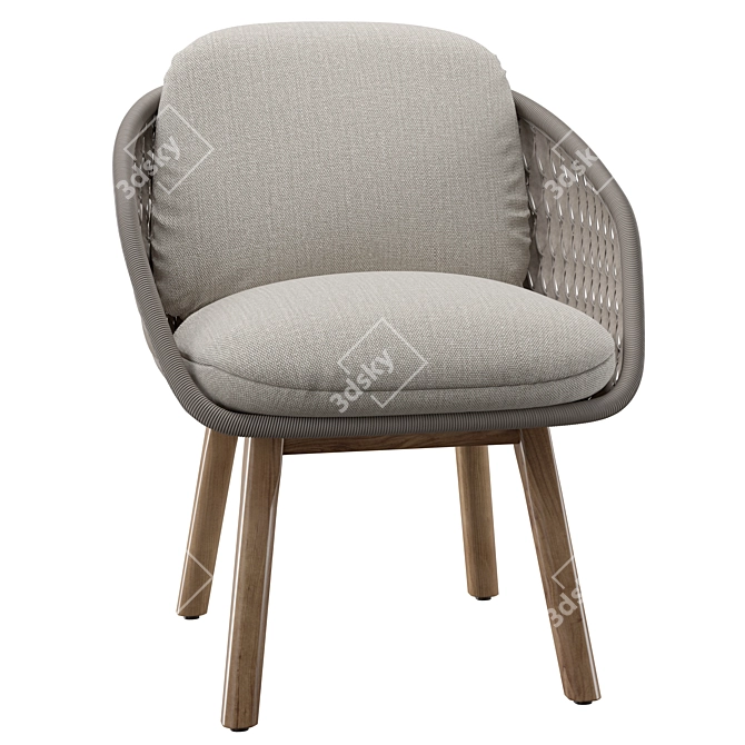 Sculpted Elegance Dining Armchair 3D model image 4
