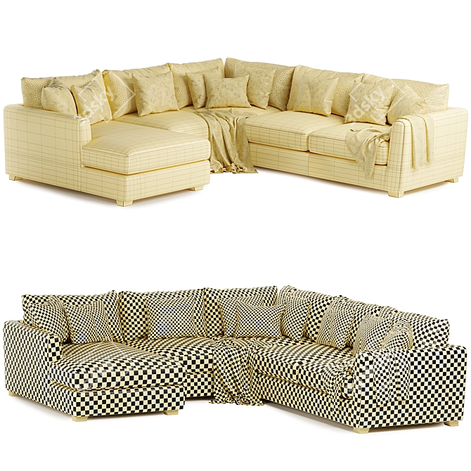 Contemporary Light 5-Seater Sectional Sofa 3D model image 3