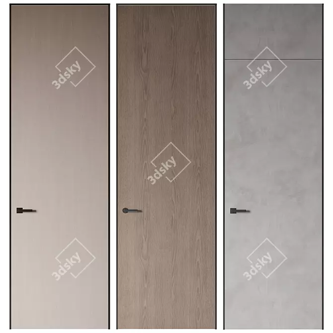 Modern 3000x900mm Door Set 3D model image 1