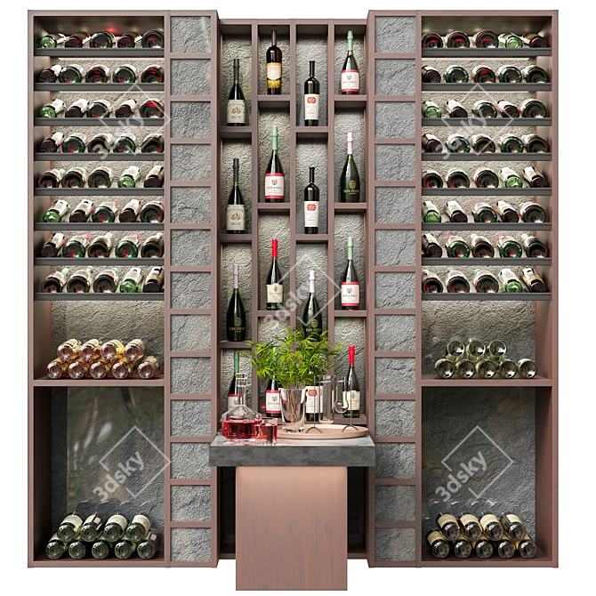 Wine Collection Shelf Archive 3D model image 1