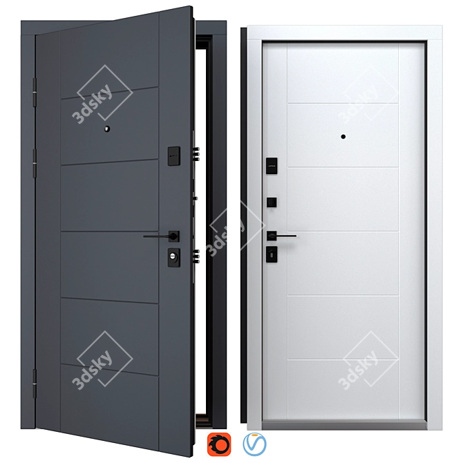 Parallel Berez Metal Entry Door 3D model image 1