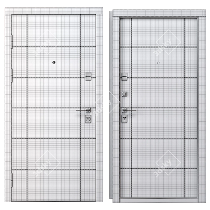 Parallel Berez Metal Entry Door 3D model image 4