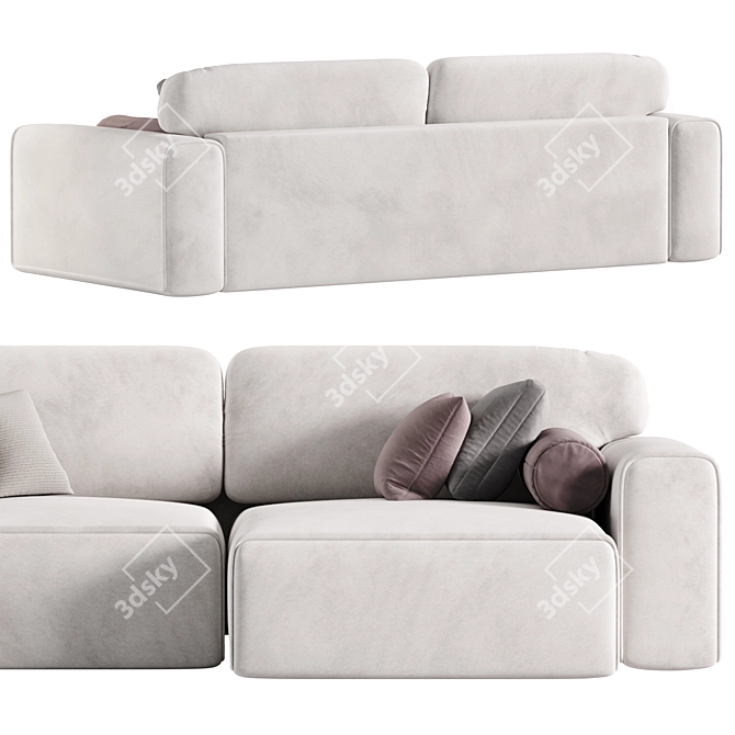 Vienna Velvet Grey Corner Sofa 3D model image 3