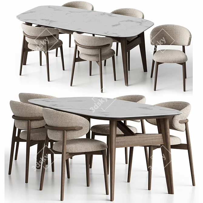 Elegant Oleandro Chair & Abrey Table 3D model image 2