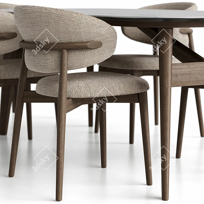 Elegant Oleandro Chair & Abrey Table 3D model image 4
