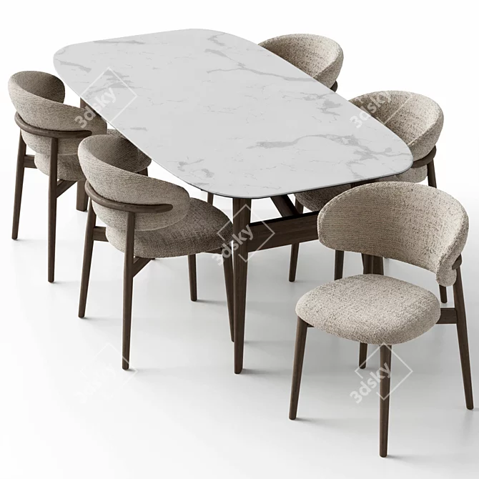 Elegant Oleandro Chair & Abrey Table 3D model image 7
