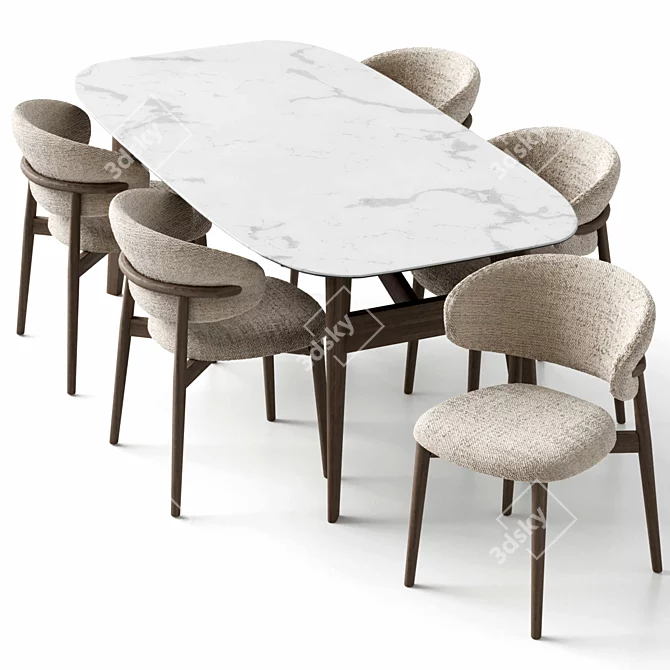 Elegant Oleandro Chair & Abrey Table 3D model image 8