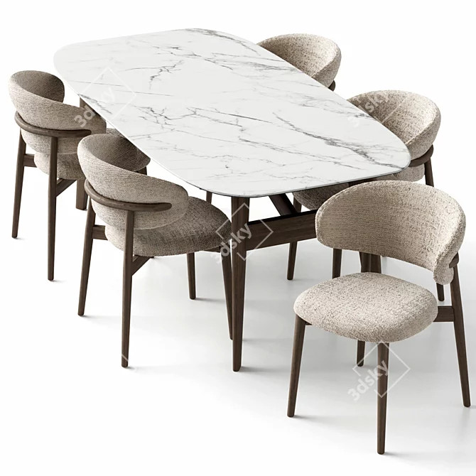 Elegant Oleandro Chair & Abrey Table 3D model image 14