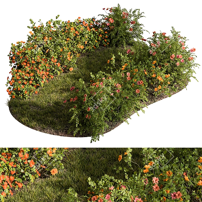 Title: Blossoming Bush Garden for Outdoors 3D model image 1