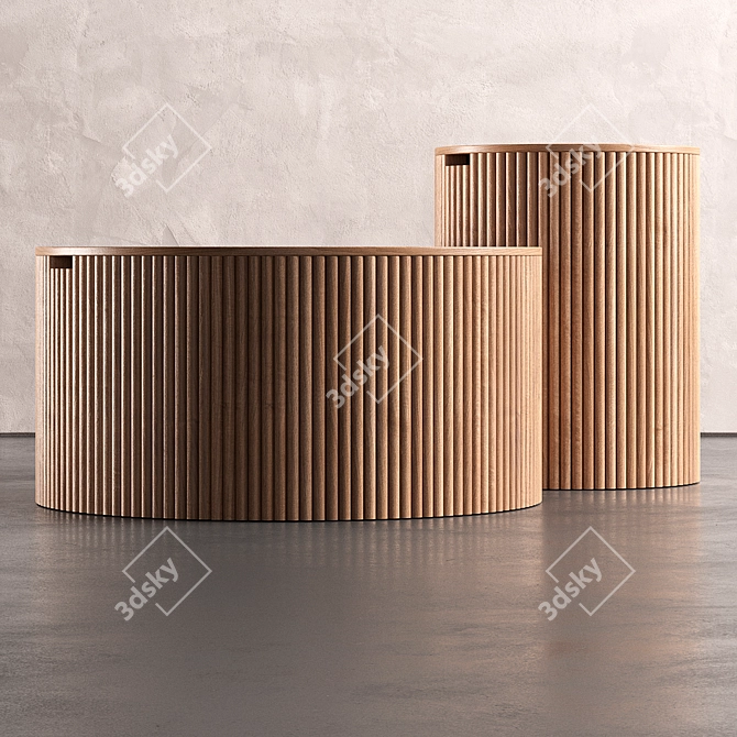 Japandi Wood Coffee Table Set 3D model image 9