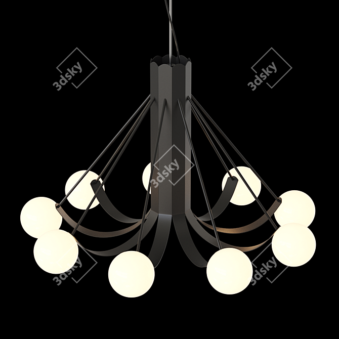 Geometric Glass Shade Black Chandelier 3D model image 2