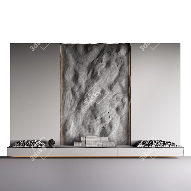 Rock Wall Fireplace Composition 3D model image 7