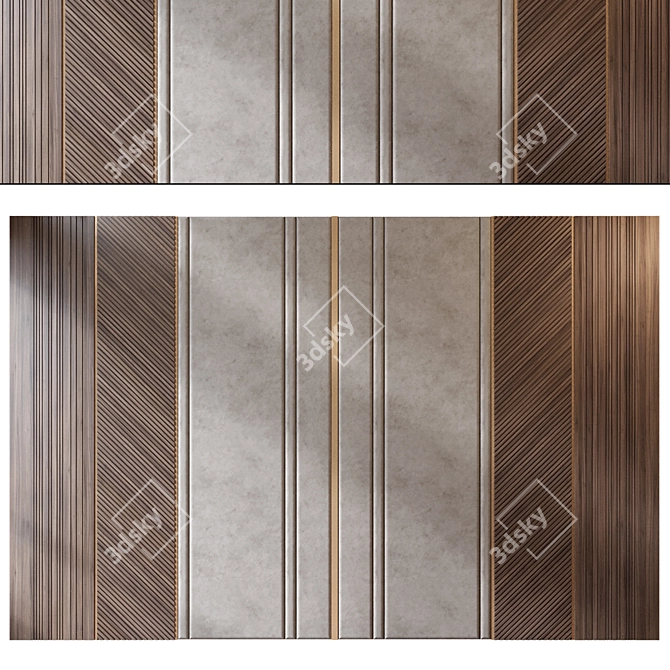 Modern Wood Fabric Wall Panels 3D model image 1