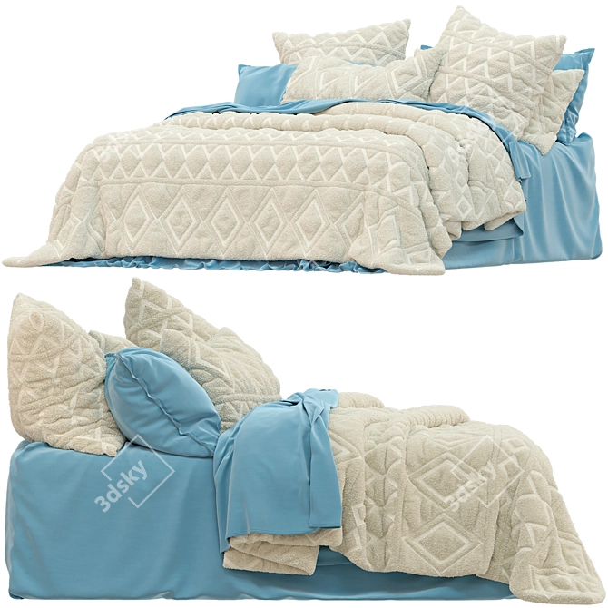 Alaska Cream Quilted Bedding Set 3D model image 2