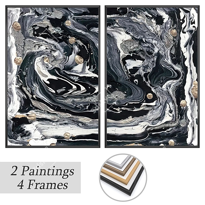 Art Set with Frame Options 3D model image 1