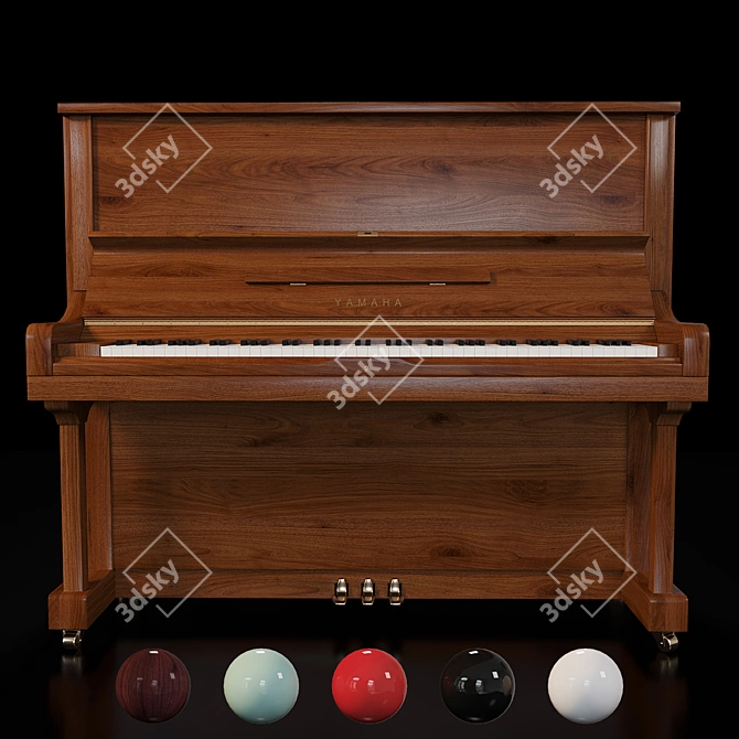 Yamaha U3 Vertical Piano 3D model image 2