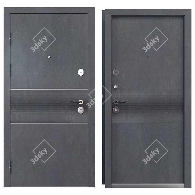 Elias Metal Entry Door Set 3D model image 3