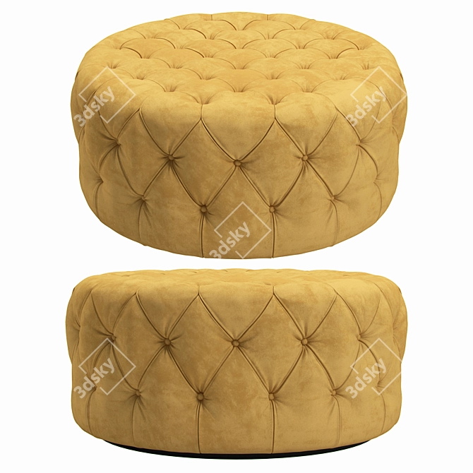 Tufted Round Ottoman V-Ray 3D 3D model image 1