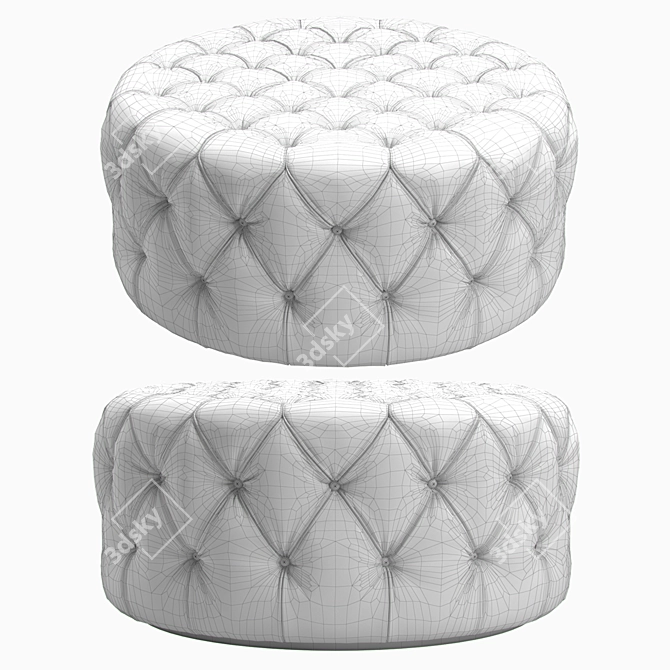 Tufted Round Ottoman V-Ray 3D 3D model image 4