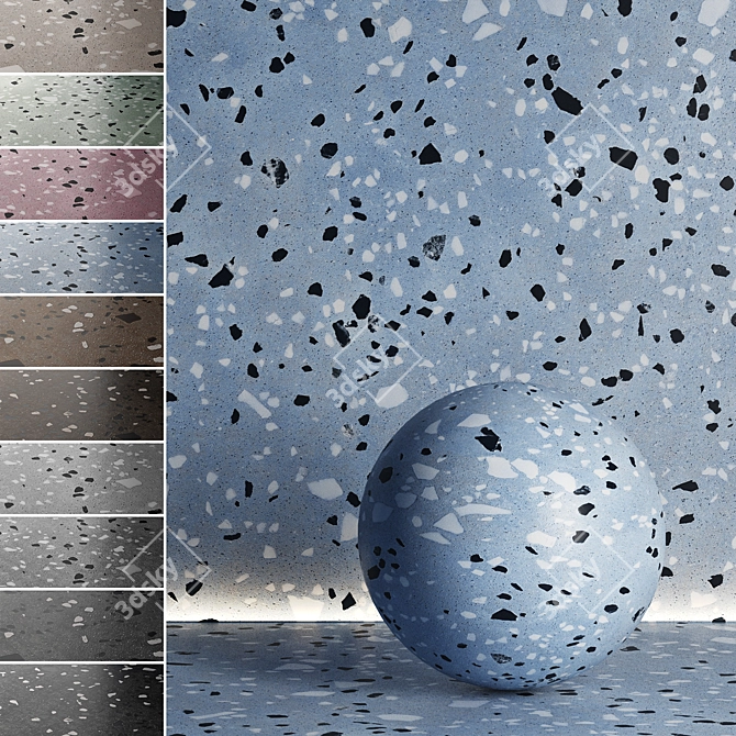 Seamless Terrazzo Marble Texture Set 3D model image 1