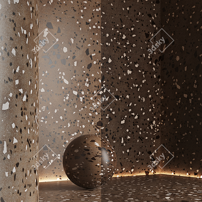 Seamless Terrazzo Marble Texture Set 3D model image 4