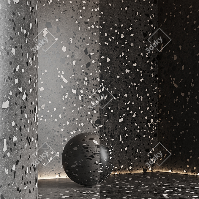 Seamless Terrazzo Marble Texture Set 3D model image 6