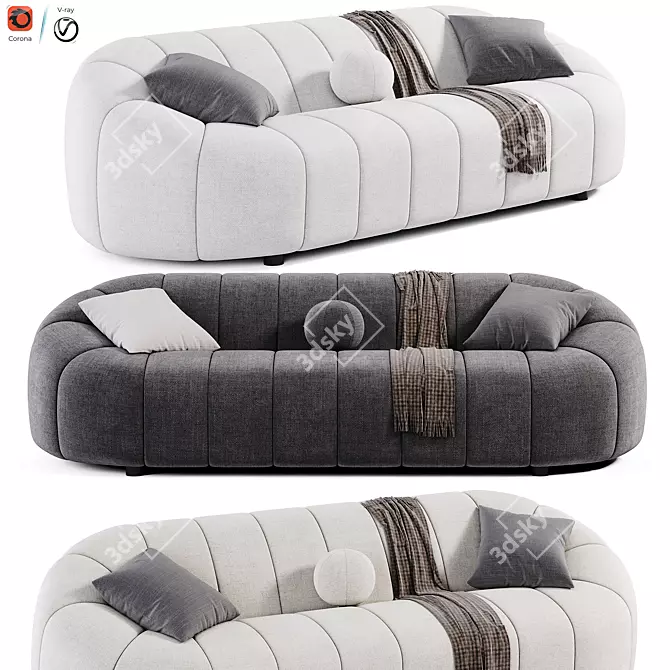 Mid-Century Velvet Sofa 3D Model 3D model image 1