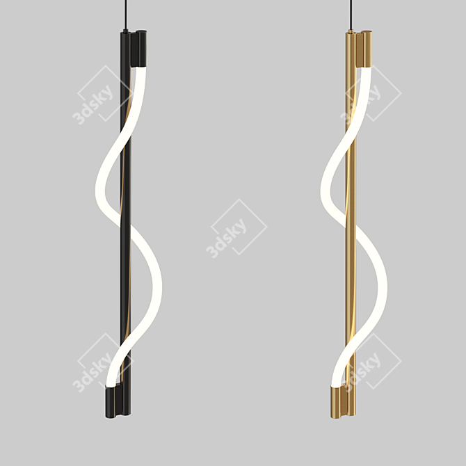 Curved LED Pendant Lamp "Maurice 3D model image 2