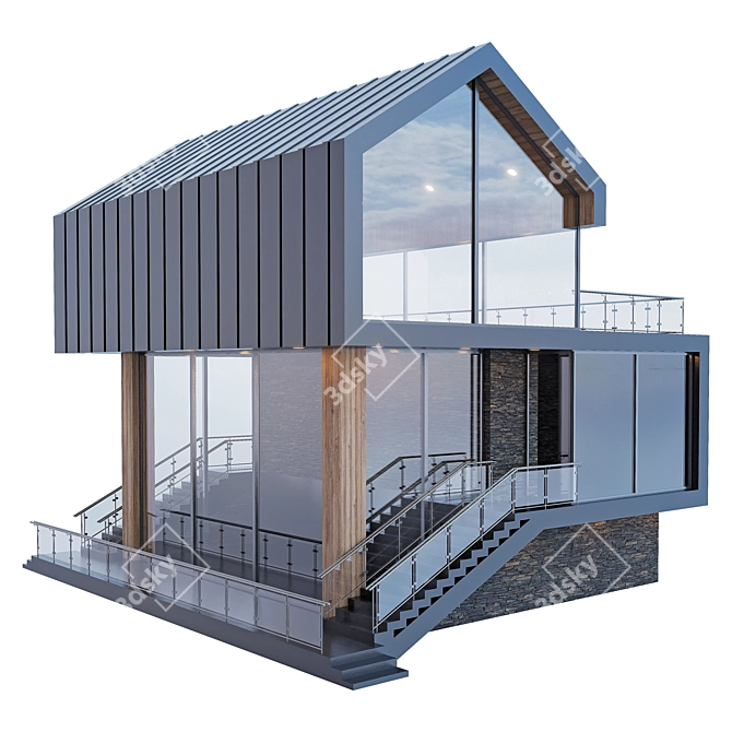 Glass Barnhouse Chalet Kit 3D model image 7