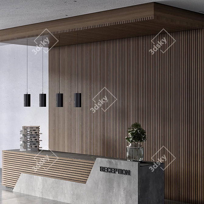 Modern Reception Desk for Download 3D model image 3